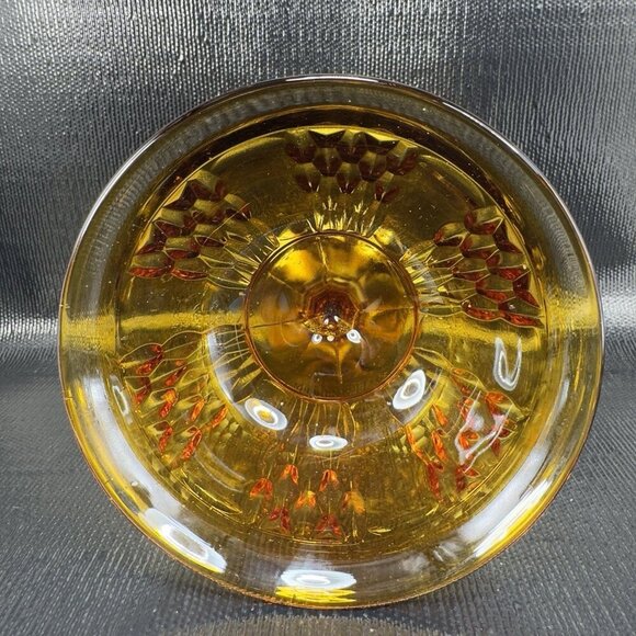 Vintage Indiana Glass Amber Tall Compote Pedestal Bowl Dish 6.5inch Cup Goblet - Picture 7 of 16